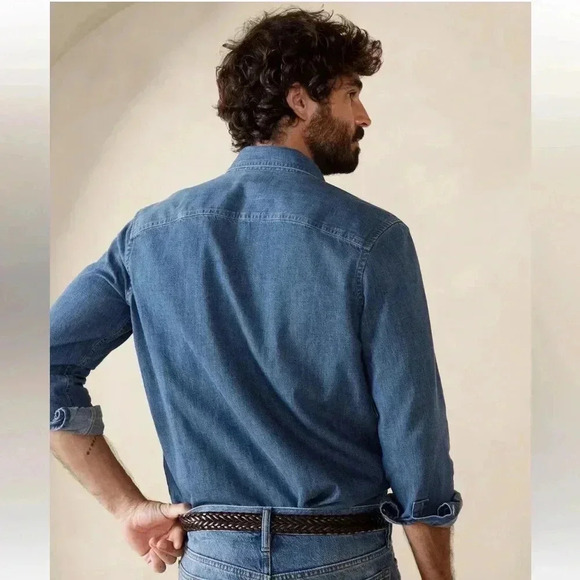 Banana Republic denim two pocket shirt sz L Tall - Picture 6 of 9